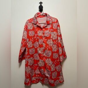 Elegant Red Floral Women's Blouse
